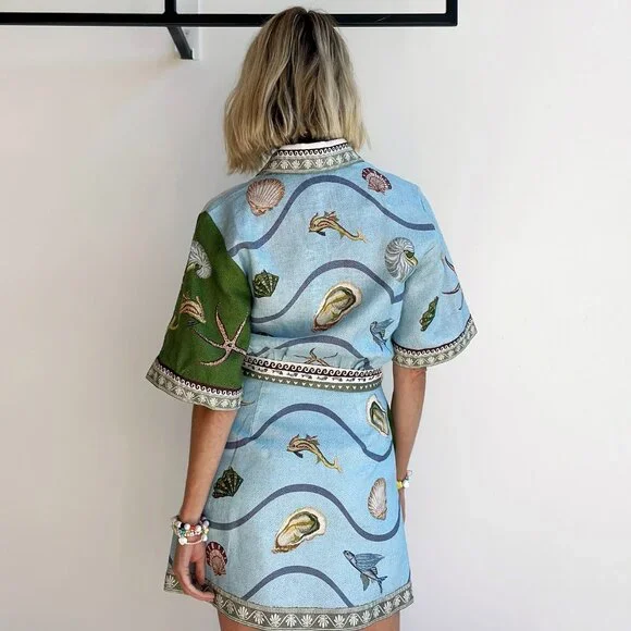 ALEMAIS Bath House Mini Dress in Linen - Picture 2 of 13